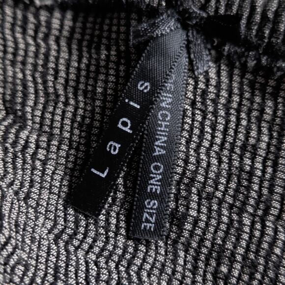 Lapis Midi Dress Skirt Convertible Crinkled Black Gray One Size Cottagecore - Picture 9 of 9